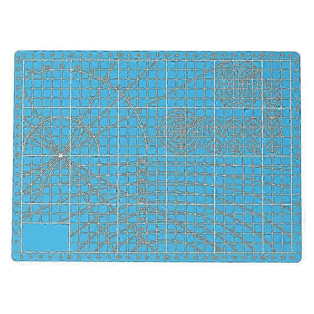 A4 Double Side PVC Cutting Mat Board Self Healing Grid Lines Student Craft Tool(Blue)