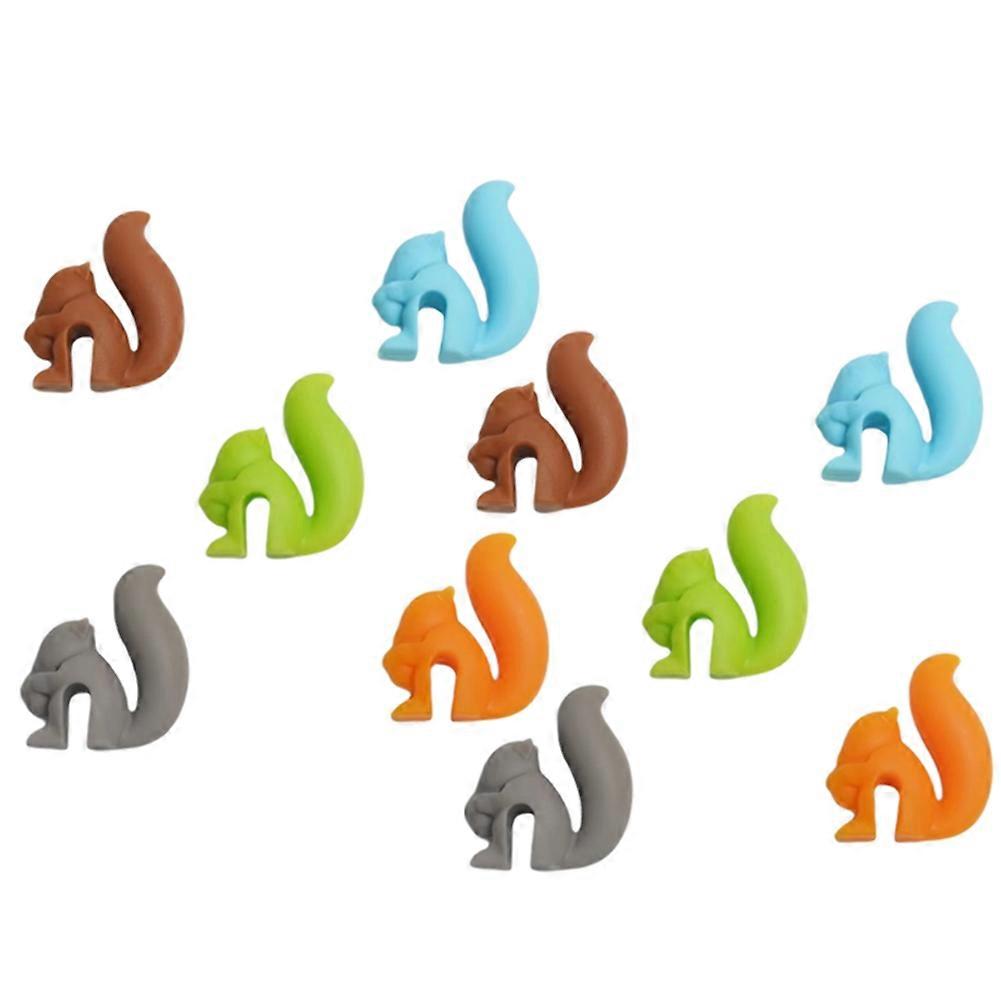 10Pack Cute Squirrel Shape Silicone Cup Hanger Tool Tea Bag Holder