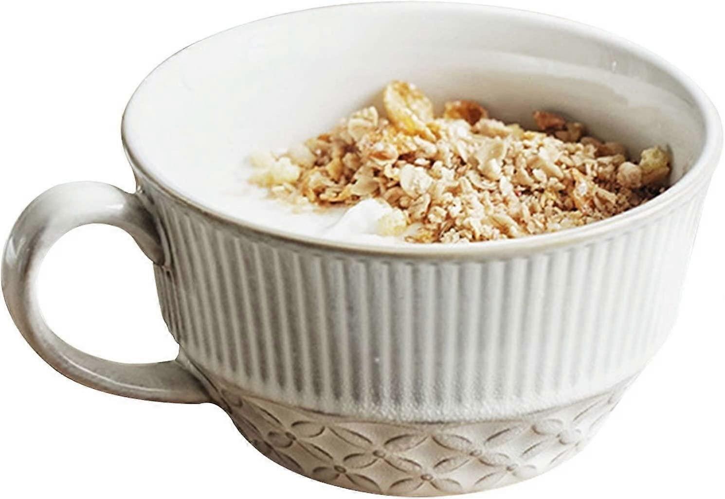 Ceramic Coffee Mug 500ml with Handle, Blue Instant Noodle Soup Bowl for Home and Office Use