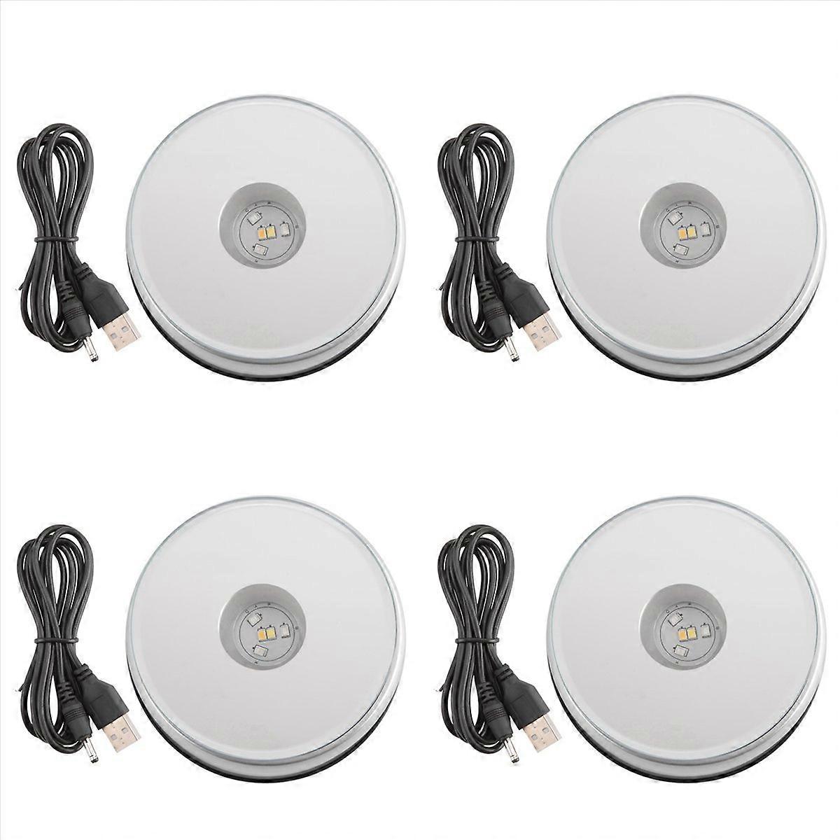 LED Colored Rotating Crystal Display Base Stand with USB Cable