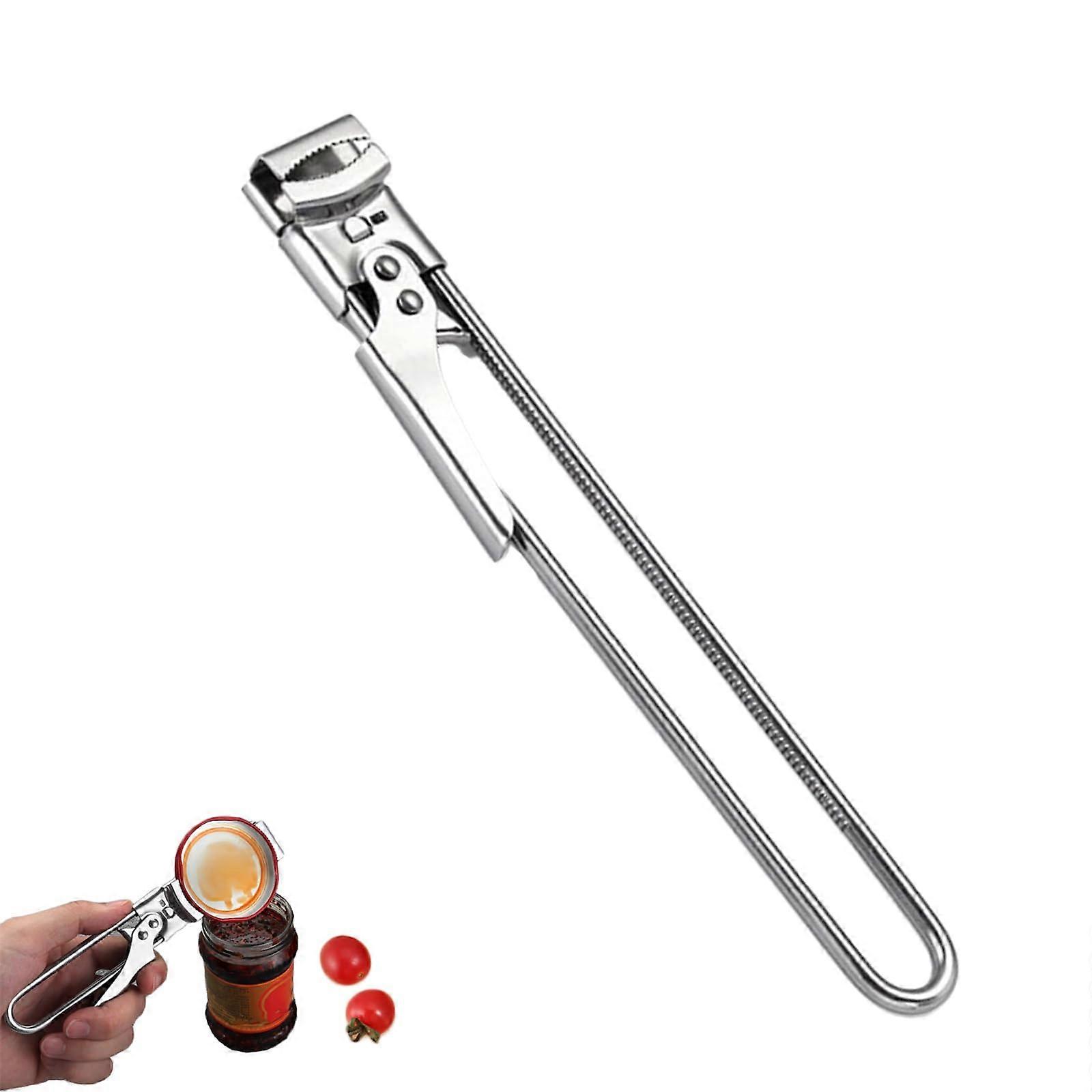 Adjustable Stainless Steel Jar Opener with Ergonomic NonSlip Grip, Manual Can and Bottle Lid Tool