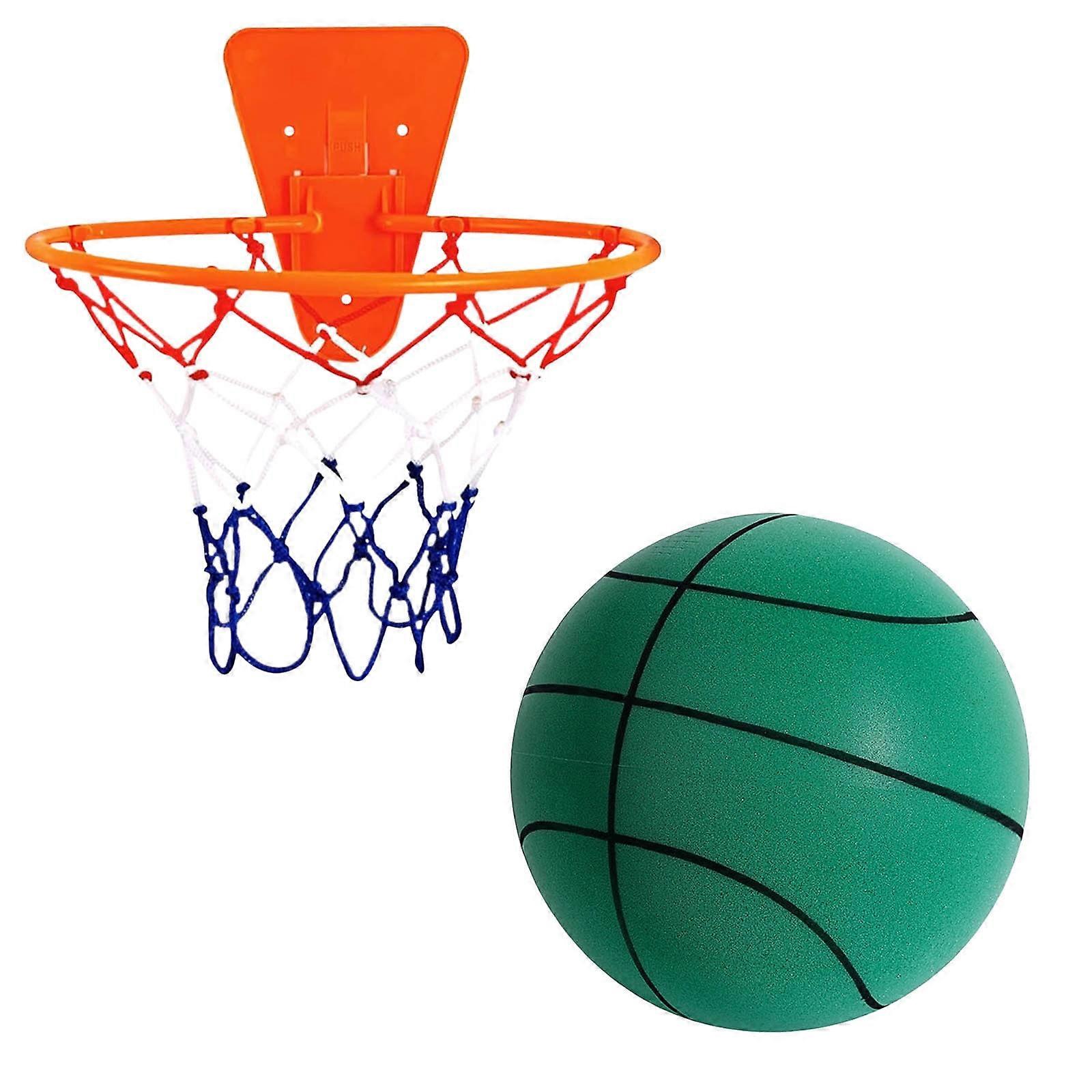 Silent Basketball Training Set with Frame, Indoor Foam Ball, Mesh Bag, No Noise Mute Ball for Quiet Indoor Play