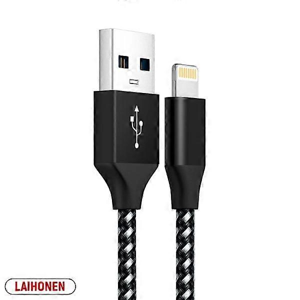LAIHONEN USB Cable compatible with iPhone 5-14, SE, Pro Max, 1m/2m/3m, Fast Charging iOS Data Charger Cord, Black 3m
