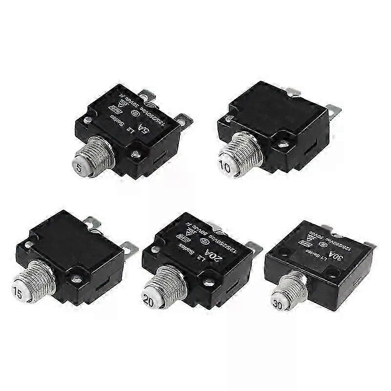 5a/10a/15a/20a/30amp Push Button Resettable Thermal Circuit Breaker Panel Mount