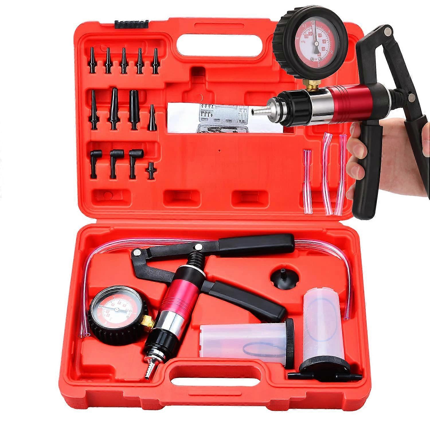 23pcs Brake Bleeder Kit and Vacuum Pump Tester for Quick Brake Bleeding and Accurate Vacuum Testing