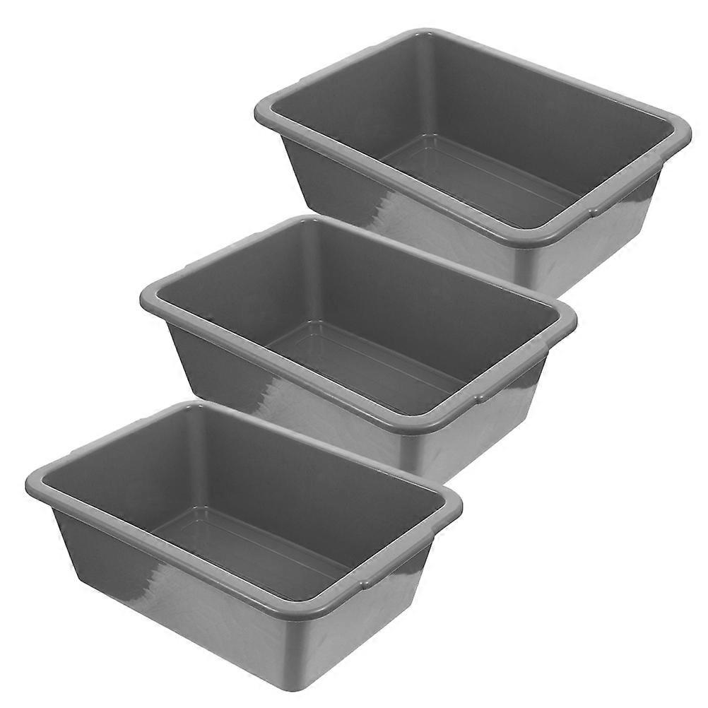 Grey Commercial Bus Tub for Storage Use 3Pcs Multipurpose Plastic Rectangular Tubs