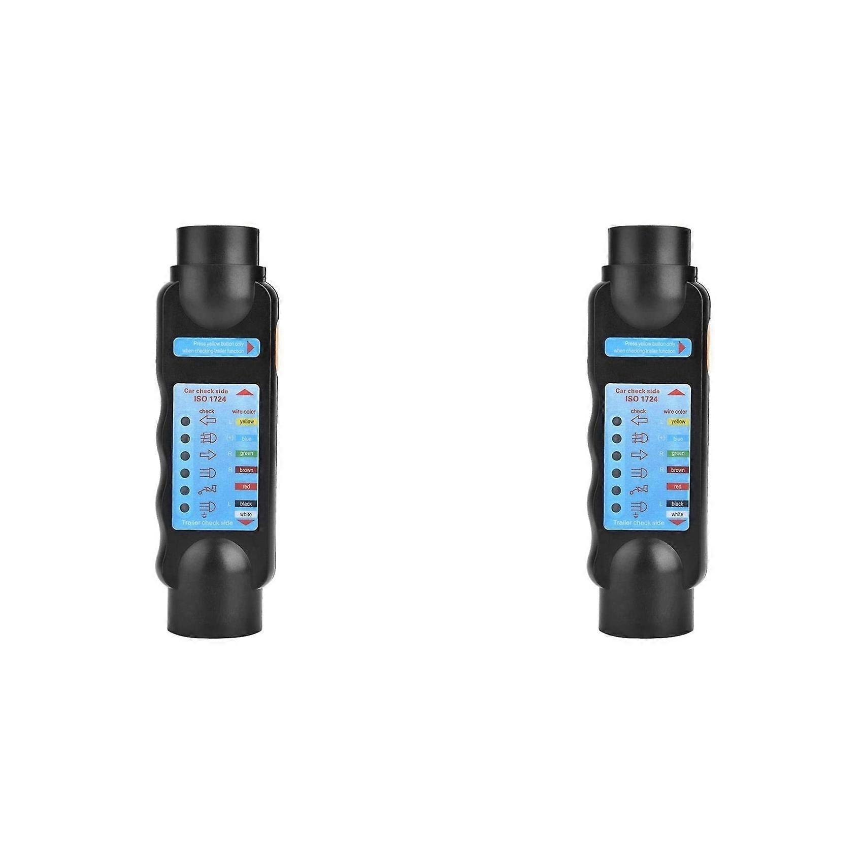 2X 7-Core Trailer Tester 12V RV Wiring Signal Tester Plug Socket Connector Recorder