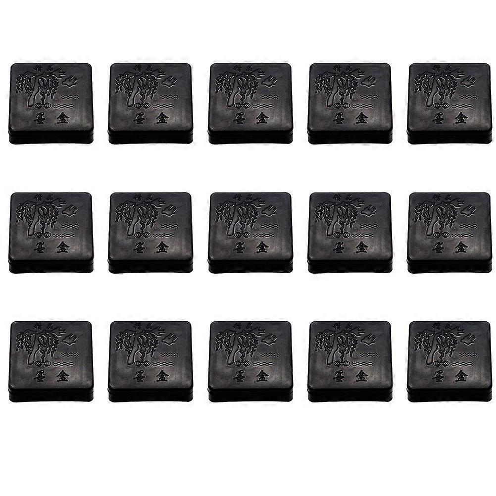 Black Plastic Painting Inkstone Calligraphy Inkslab for Home Use with Smooth Surface, 15pcs
