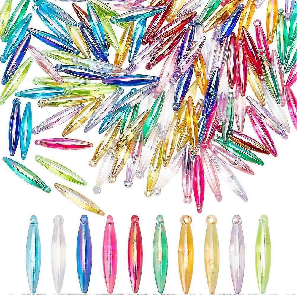 220 Pcs Cone Charm 11 Colors AB Color Plated Pointed Charms Pendant Transparent Inside on Both Side Acrylic Cool Dangle Charms for Earrings Jewelry Ma