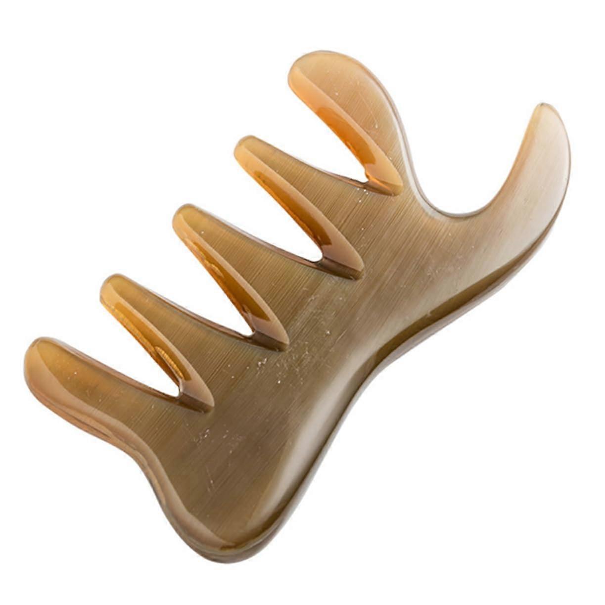 Ox Horn Comb with Deep Scalp Massage and Ergonomic Tail, MultiPurpose Guasha Scraping Tool