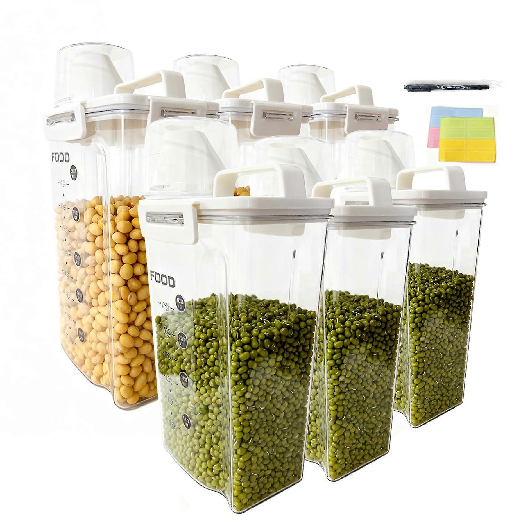 6Pc Airtight Cereal Storage Containers Set with Pour Spout, BPA Stackable Canisters for Kitchen Pantry