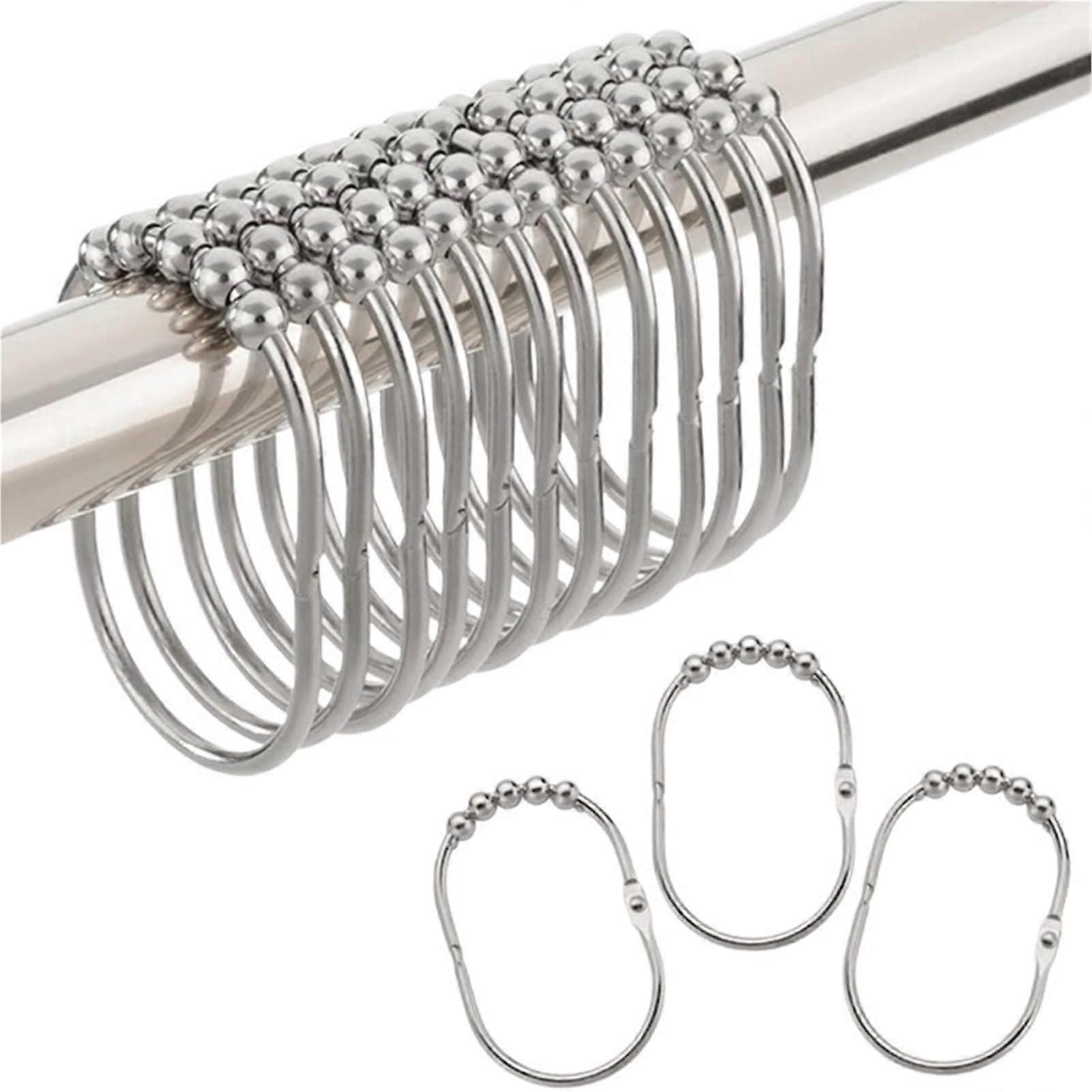Shower Curtain Hooks 36 Pack Rust Resistant Roller Ball Rings with Smooth Glide and Polished Finish