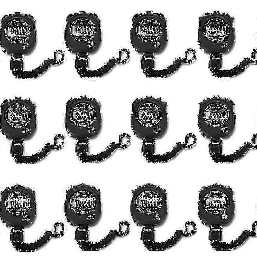 12-Pack Multi-Function Digital Sports Stopwatch with Large Display, Date, Time, and Alarm