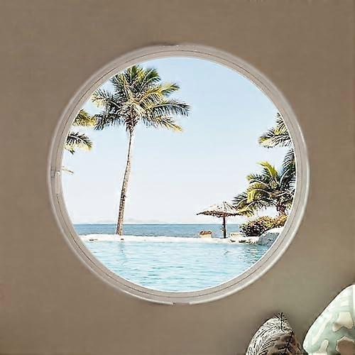 Round Tempered Glass Window with 360° Rotation Ventilation Aluminum Alloy Frame for Bathroom Kitchen