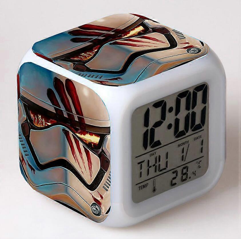 Star Wars Color-Changing Seven-Color Alarm Clock Square Clock Creative Alarm Clock