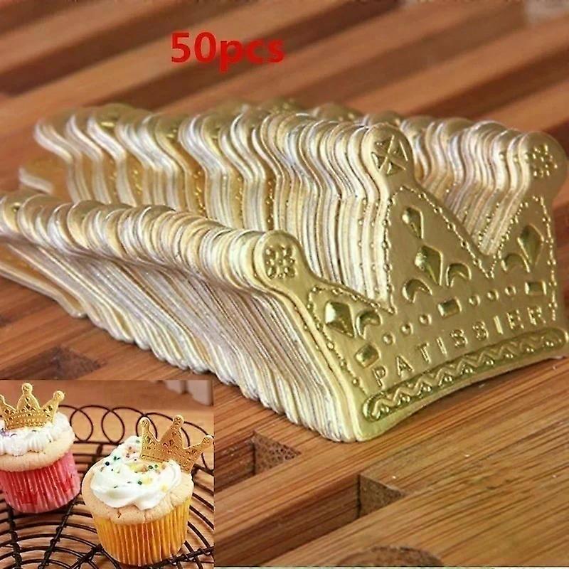 50 pi��ces/sac cuisson gateau Topper chapeau or princesse couronne joyeux anniversaire gateau Topper f��te gateau d��coration outils