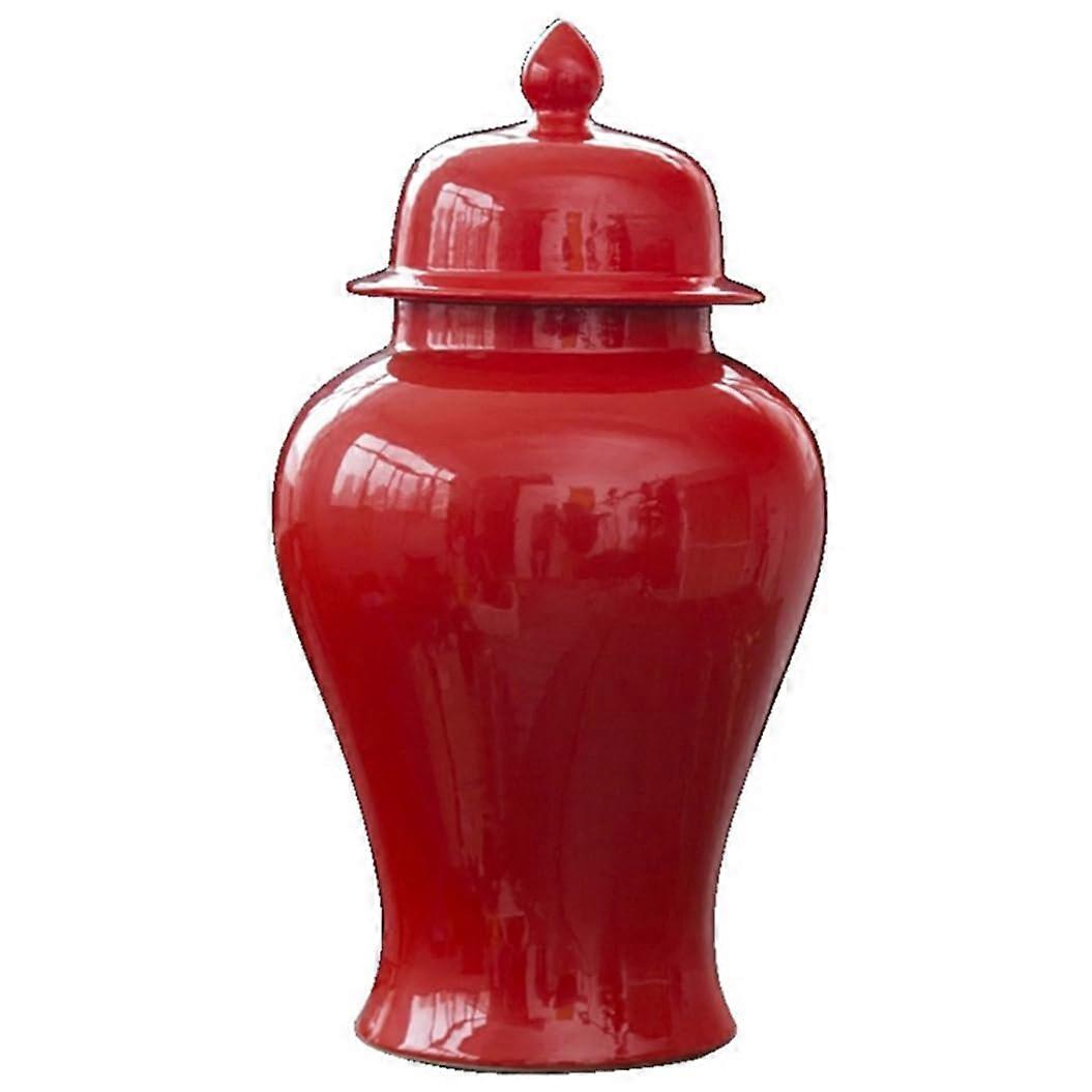 Large Porcelain Ginger Jar with Lid, Elegant Decorative Ceramic Temple Jar for Home and Storage