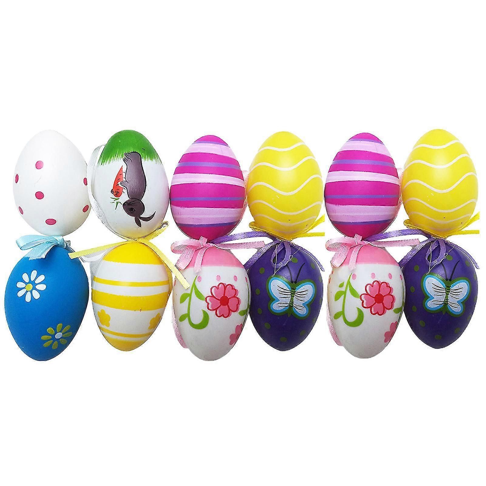 12pcs/set Easter Eggs Realistic Appearance No Odor Multicolor Easter Hanging Eggs For Easter