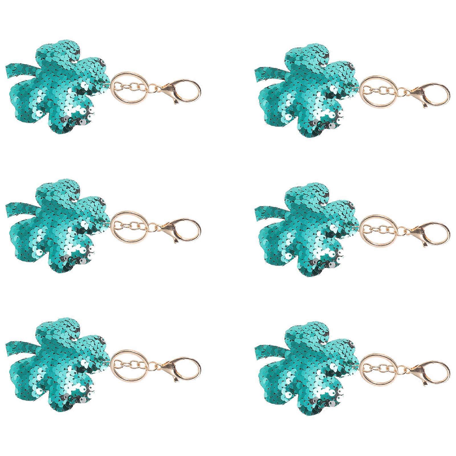 Small Key Ring Decoration Green Sequins 6Pcs