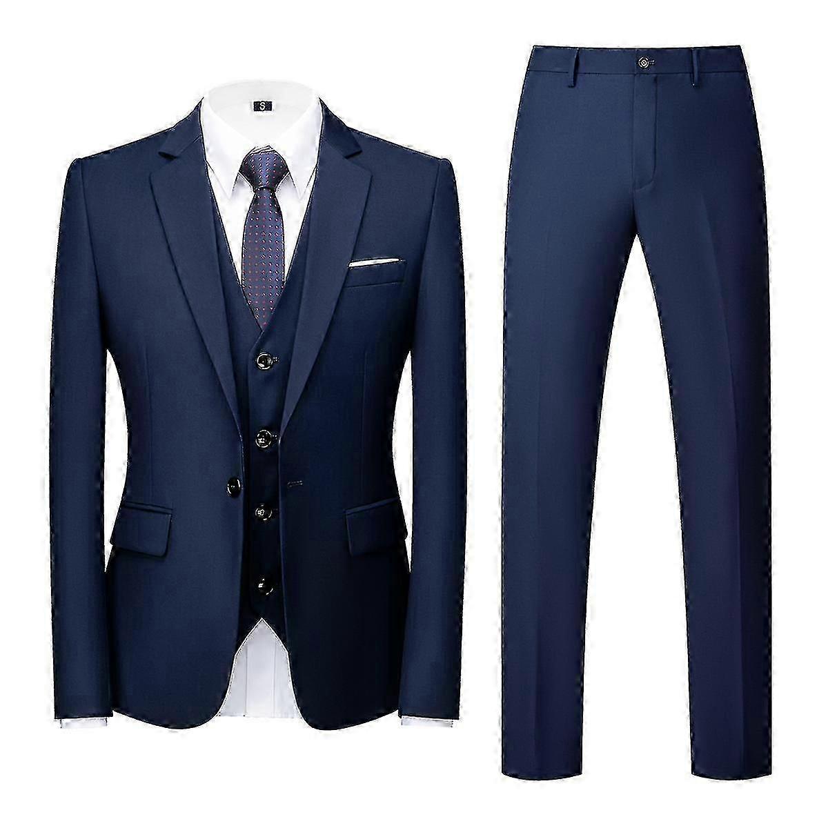 Cloudstyle Uomo 3 pezzi Business Slim Fit 1 Button Suit Set