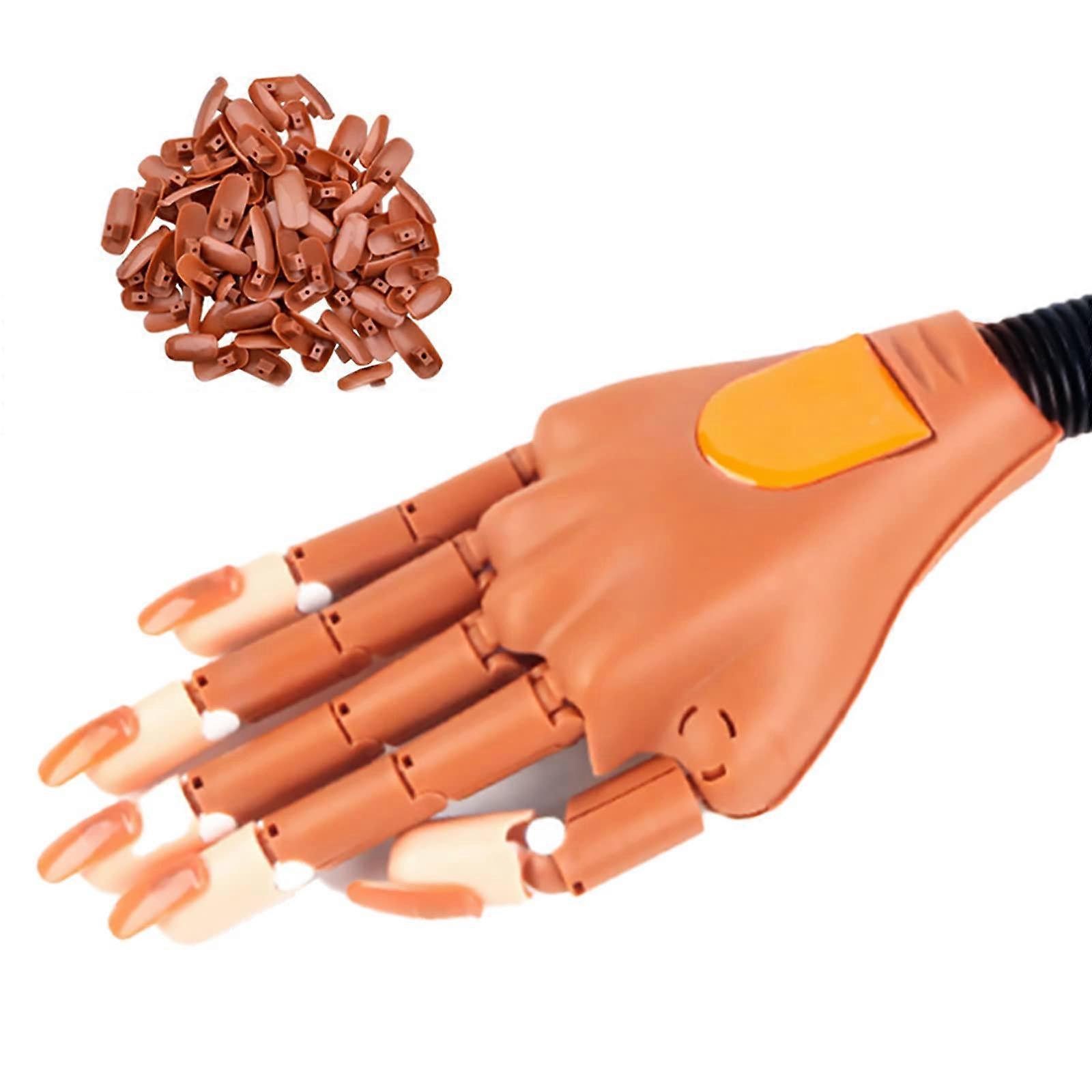 Practice Hand for Acrylic Nails with 100 Tips, Realistic Mannequin Hand for Nail Training