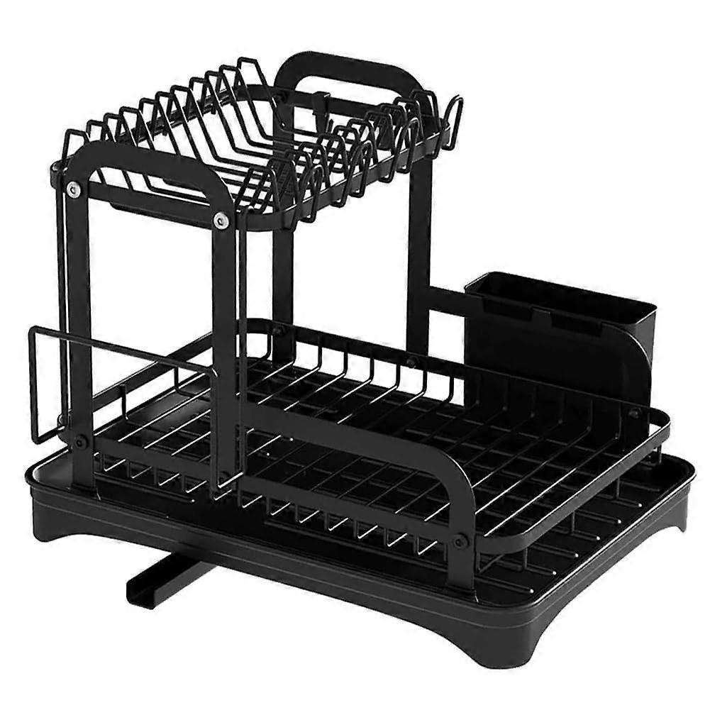 Dish Drying Rack with Drainboard and Utensil Holder, SpaceSaving Countertop Kitchen Organizer