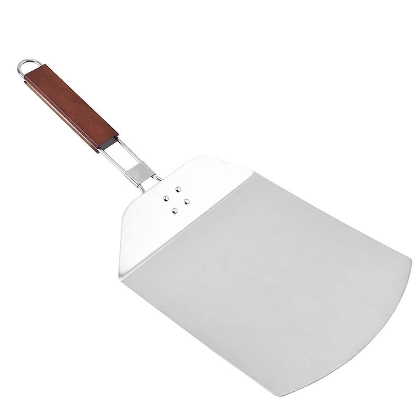 Stainless Steel Pizza Peel with Foldable Ergonomic Handle and Sharp Cutter for Oven Baking