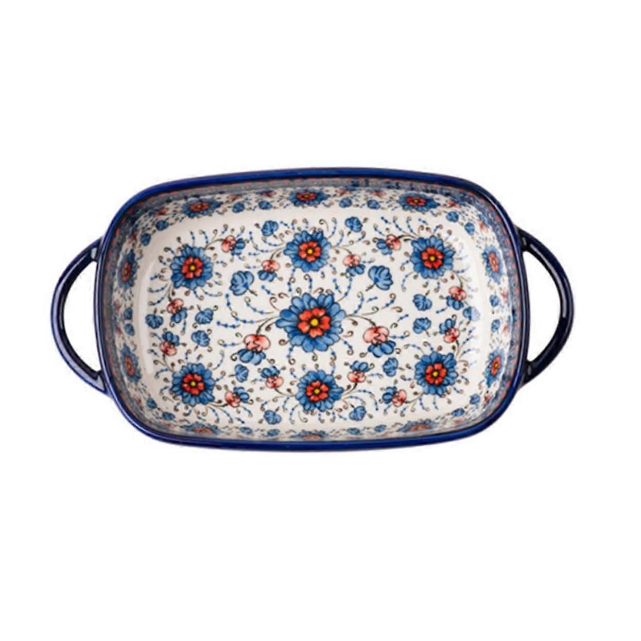 Ceramic Baking Dish with Dual Handles, Temperature Resistant Rectangular Oven and Microwave Safe Bowl