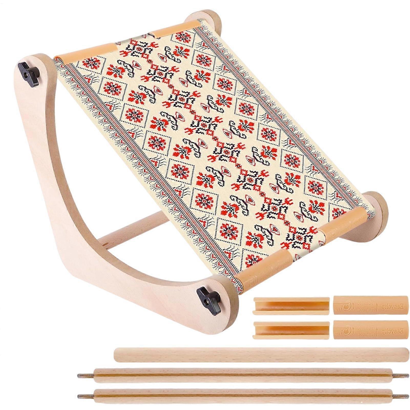 Embroidery Hoop Stand Wooden Adjustable Frame with QuickRelease Clamp for Hands Sewing