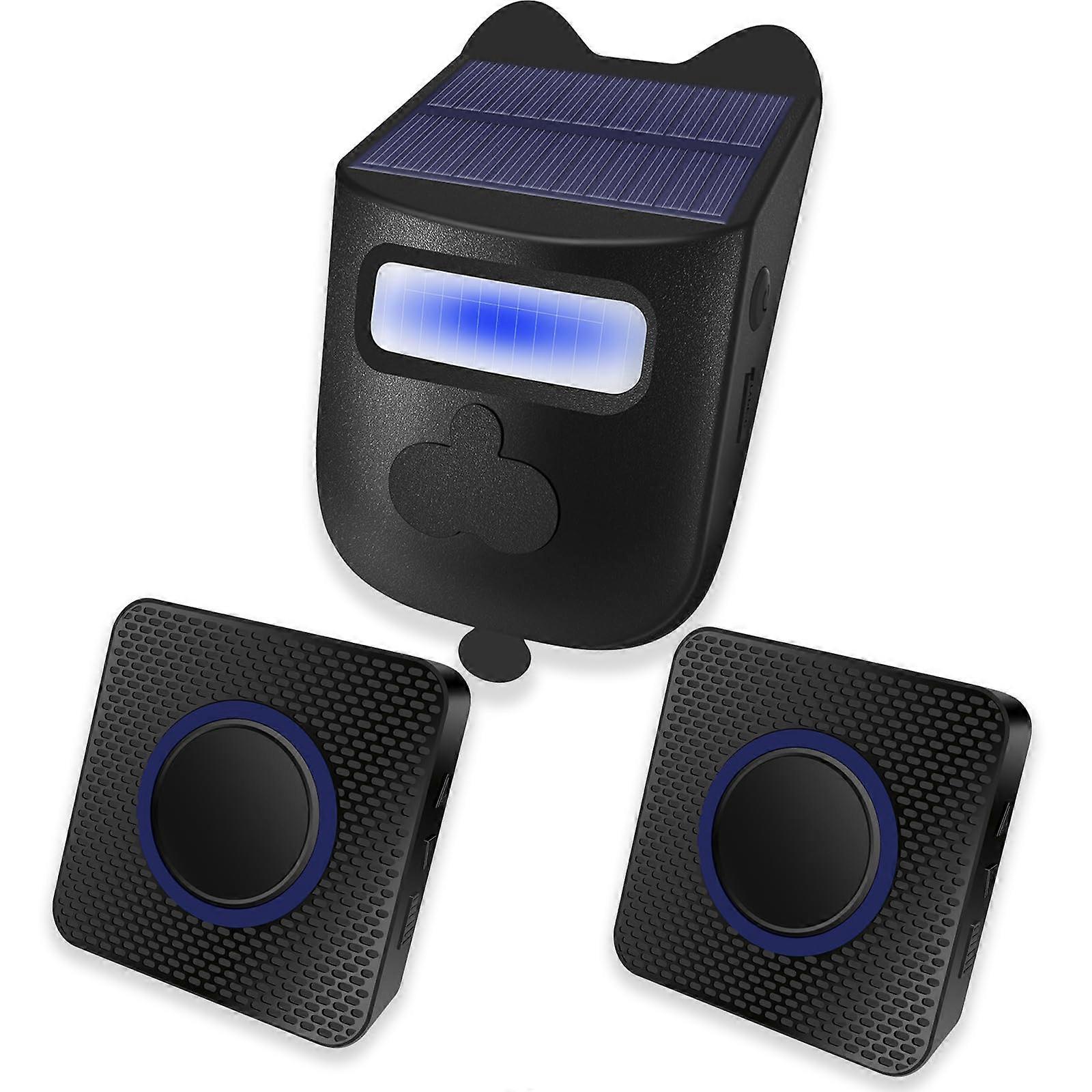 Wireless Driveway Alarm System Solar Powered Weatherproof 300m Range Infrared Motion Sensor 2 Receivers 1 Sensor US Plug