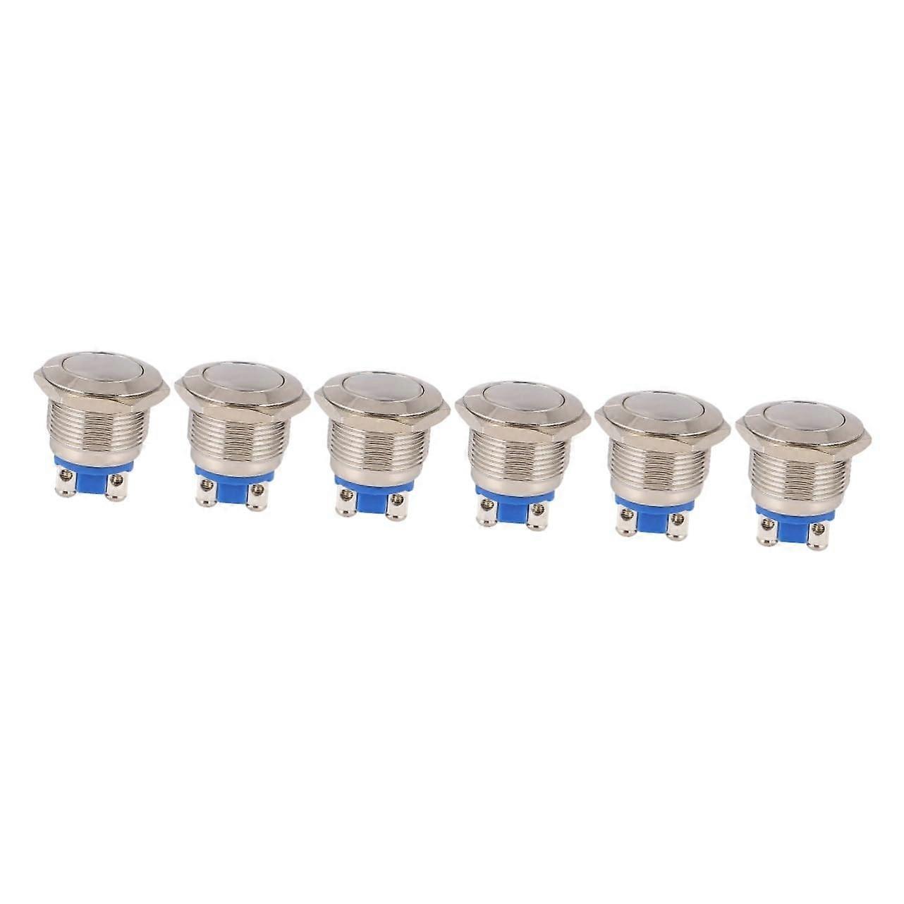 6pcs Stainless Steel Momentary Push Button Switch for Horn Starter Waterproof LED Control