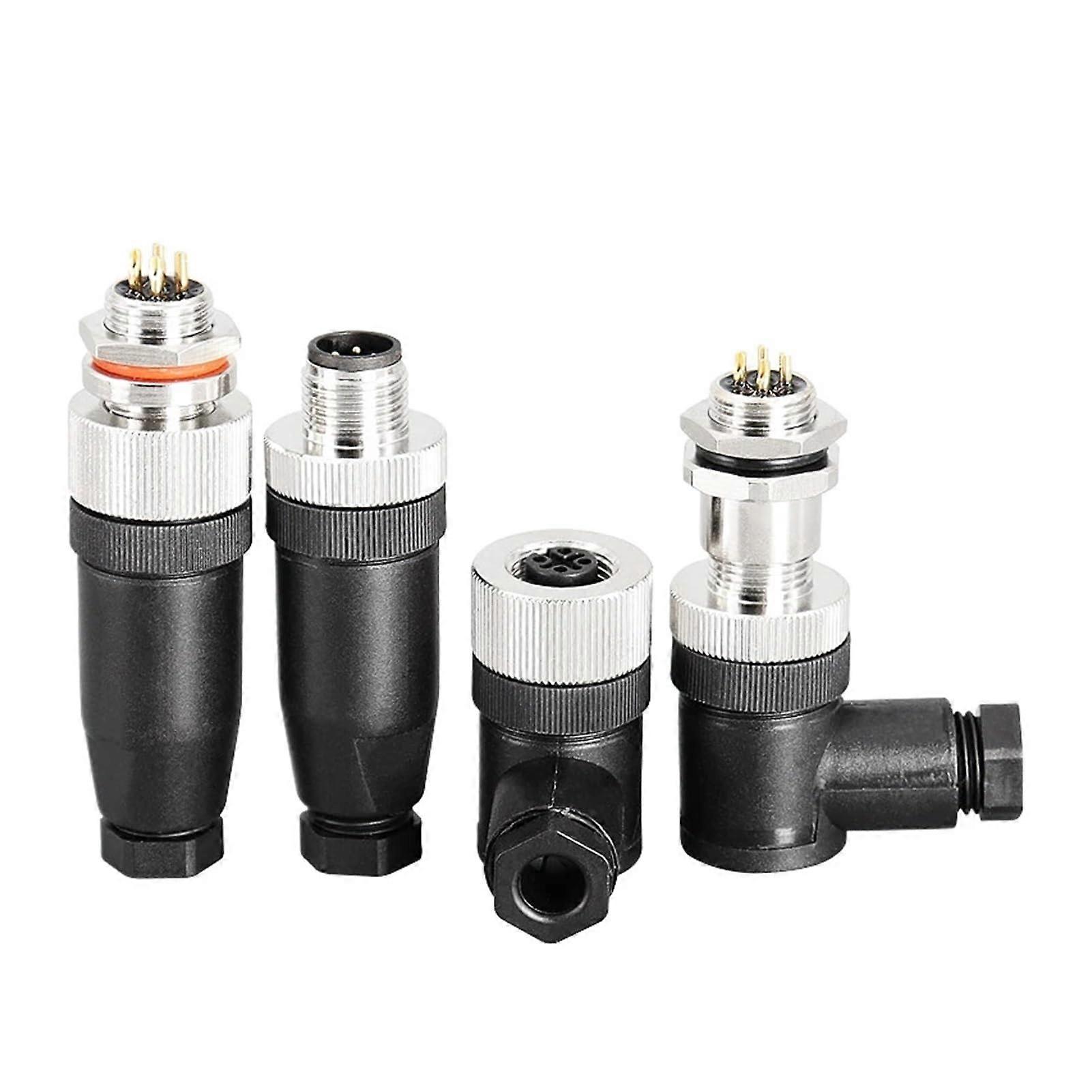 M12 Waterproof Connector 20PCS 8 Pin Male Female Plug Socket with Durable Threaded Coupling
