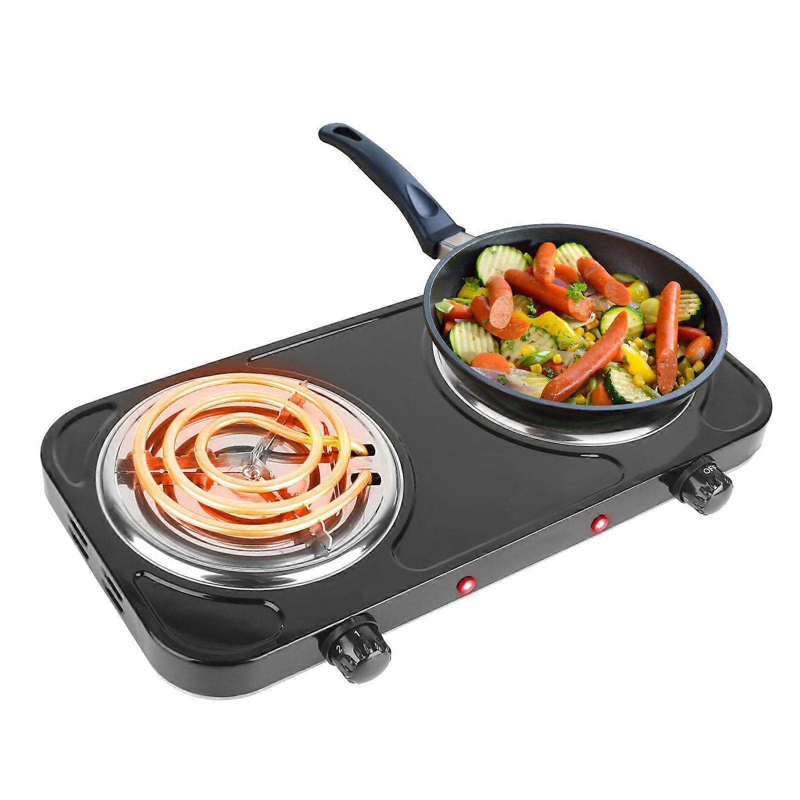 2000W Electric Double Burner Hot Plate with Adjustable Temperature Control for Countertop Cooking