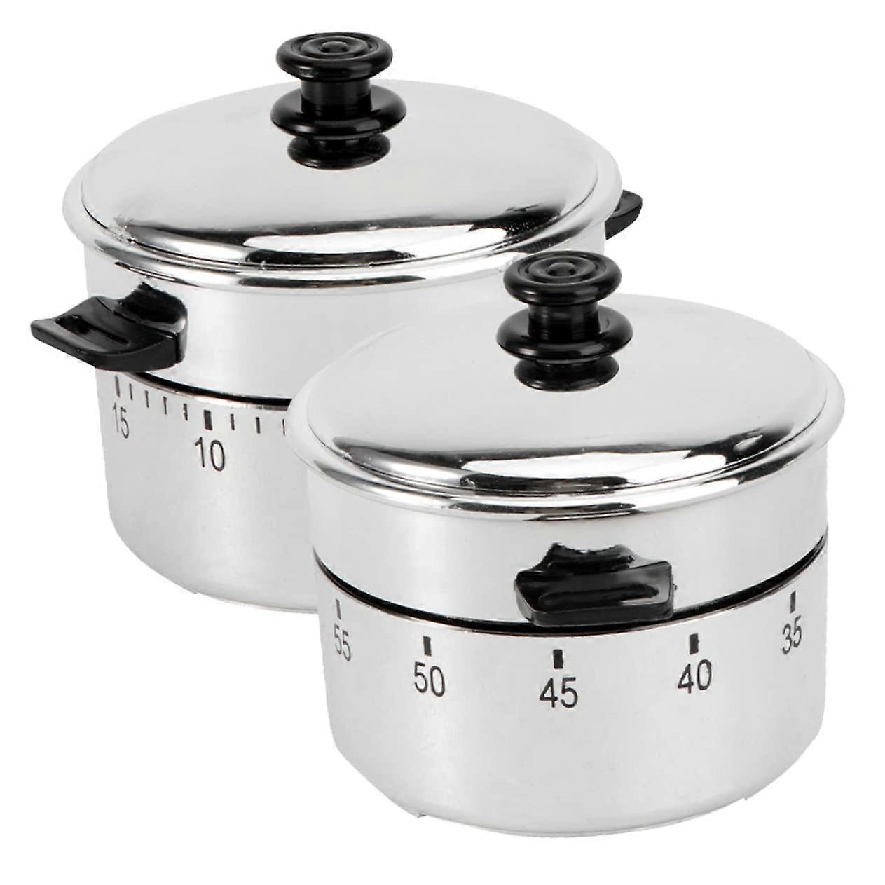 2pcs Stainless Steel Mechanical Kitchen Timer 60 Minute Cooking Countdown Battery