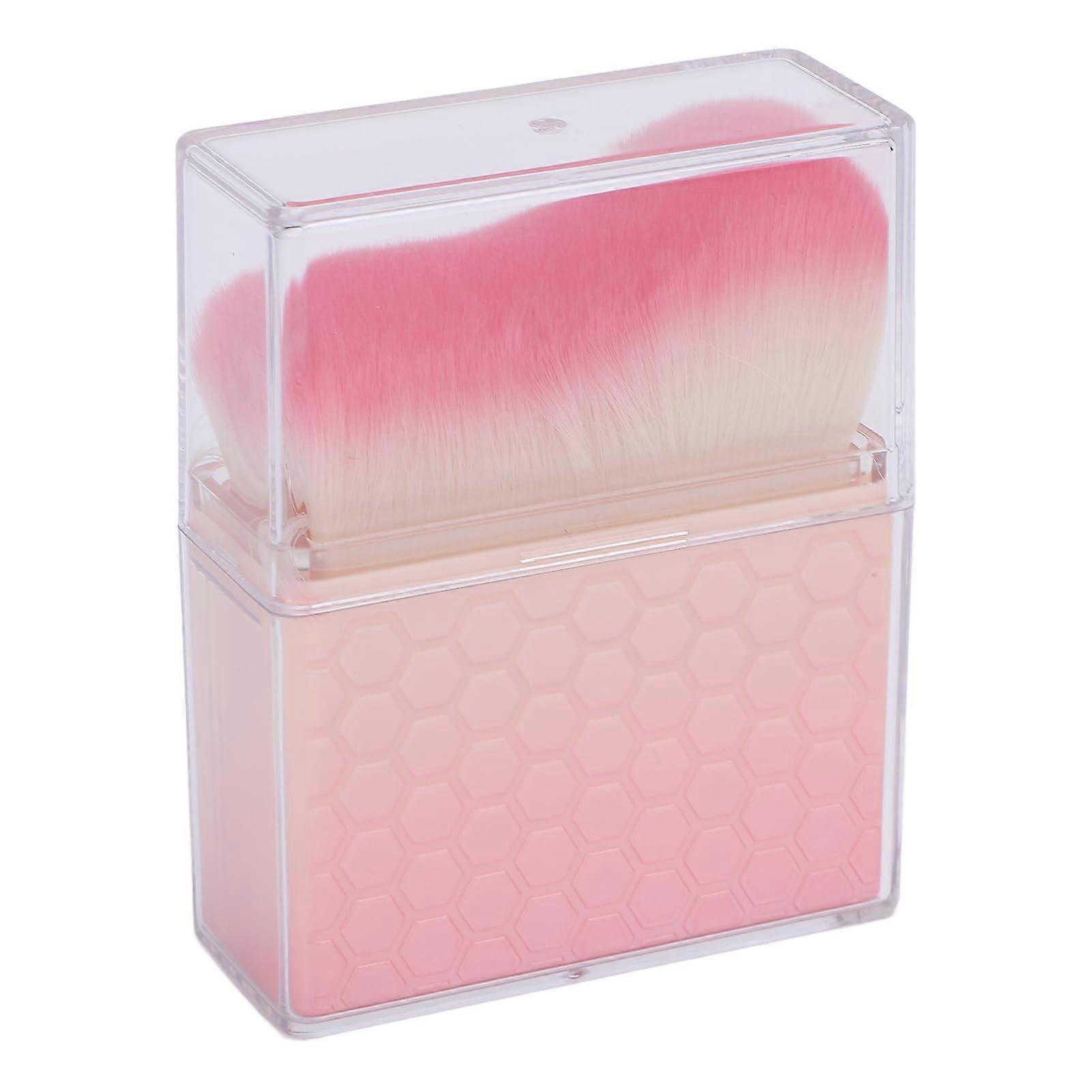 Pink Gradient Retractable Makeup Brush with Soft Dense Bristles for Travel and Precision Application