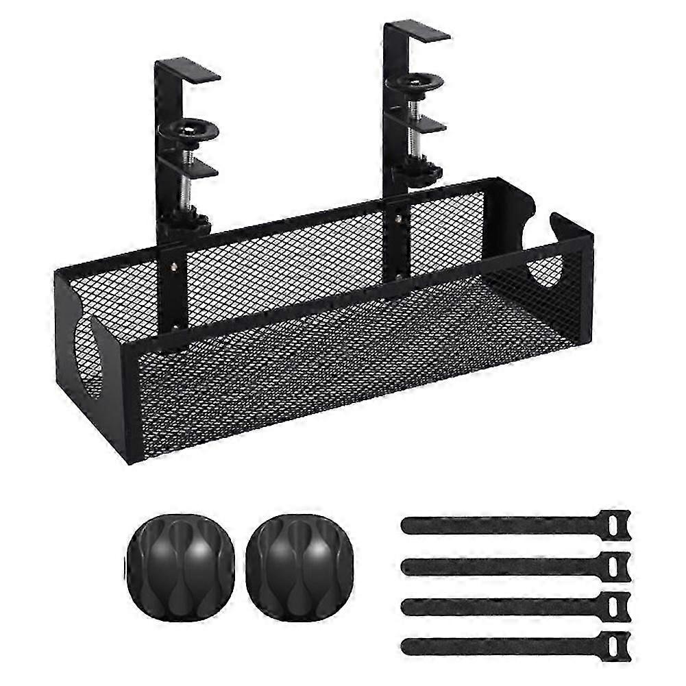 Opening Under-Desk Storage Basket Punch-Free Storage Rack Metal Grid Adjustable Wire Socket Basket