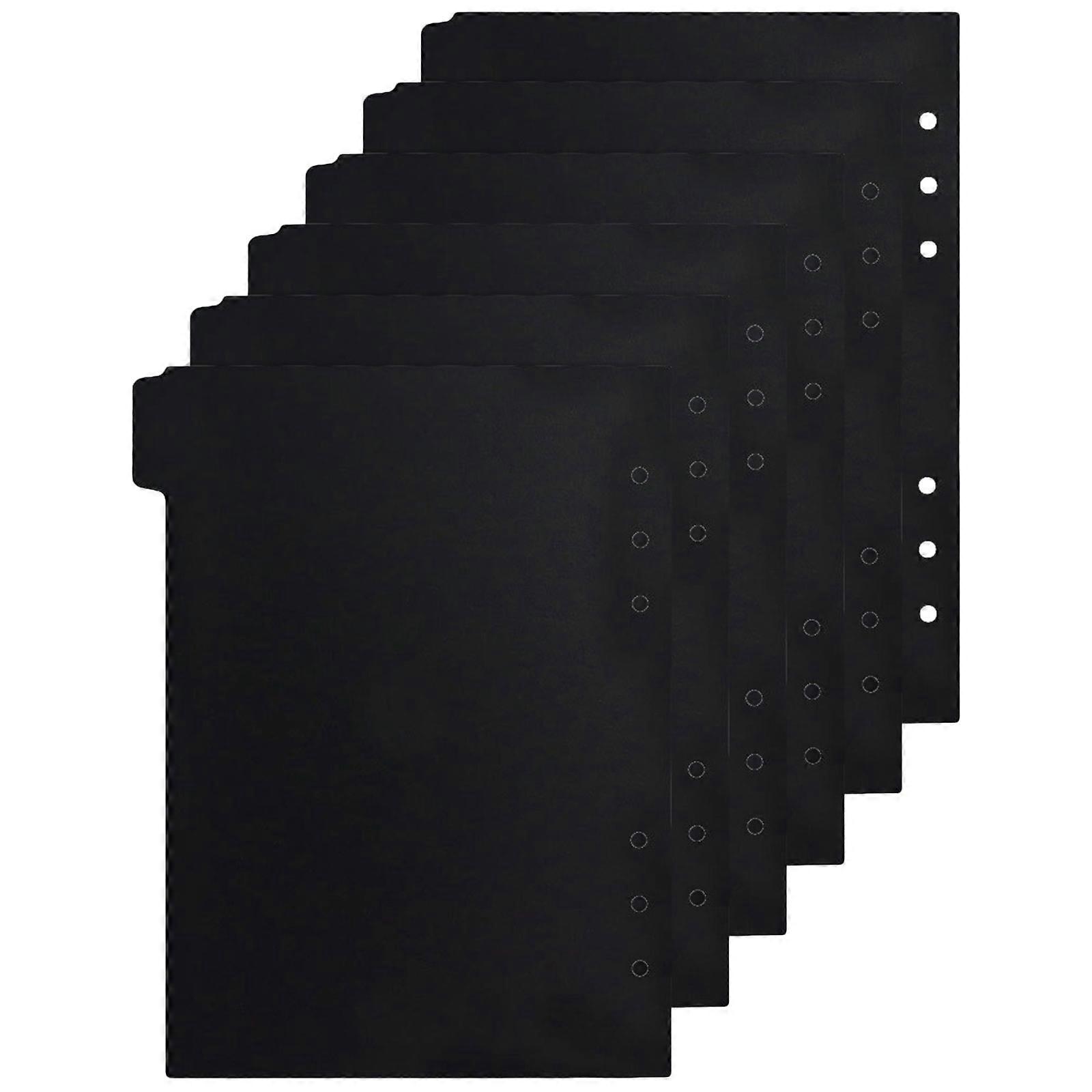 A5 Binder Dividers Notebook Index Tabs for Office Use 6Pcs Black PP Material