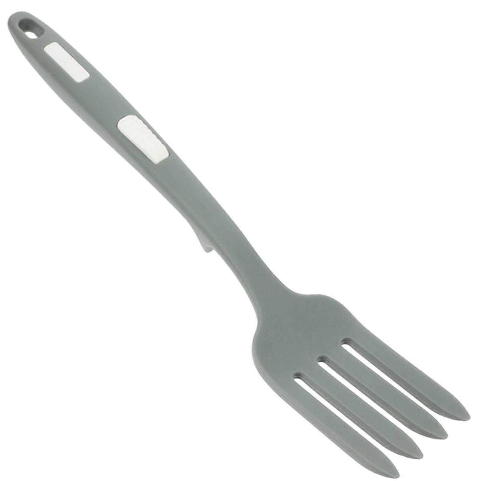 Silicone Fork Serving Forks Salad Fork Stirring Practical Design Kitchen Utensil Light Grey 1Pcs
