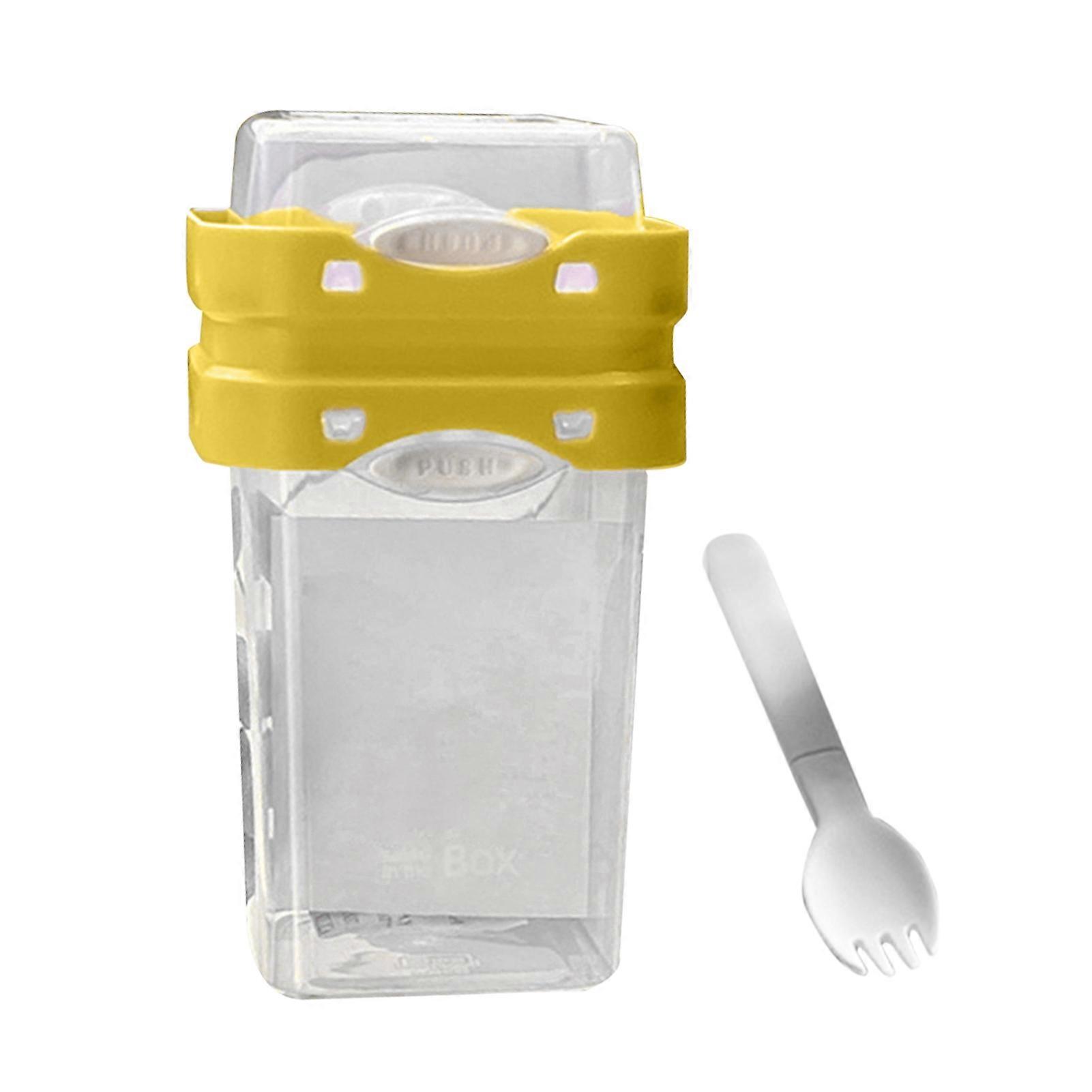Pote de iogurte com colher e compartimento separado para o almoço.