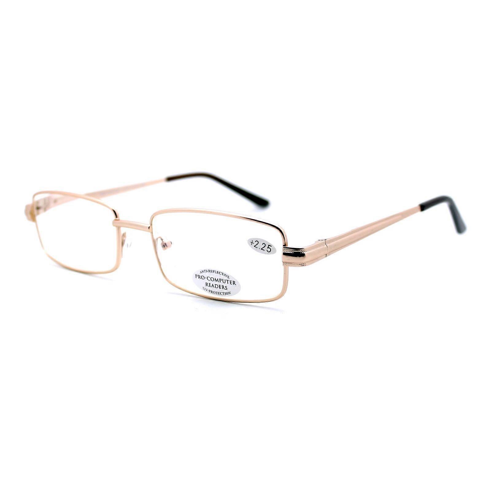 Computer Reading Glasses Blue Light Blocking AntiGlare Gold Frame +1.25 for Screen Use