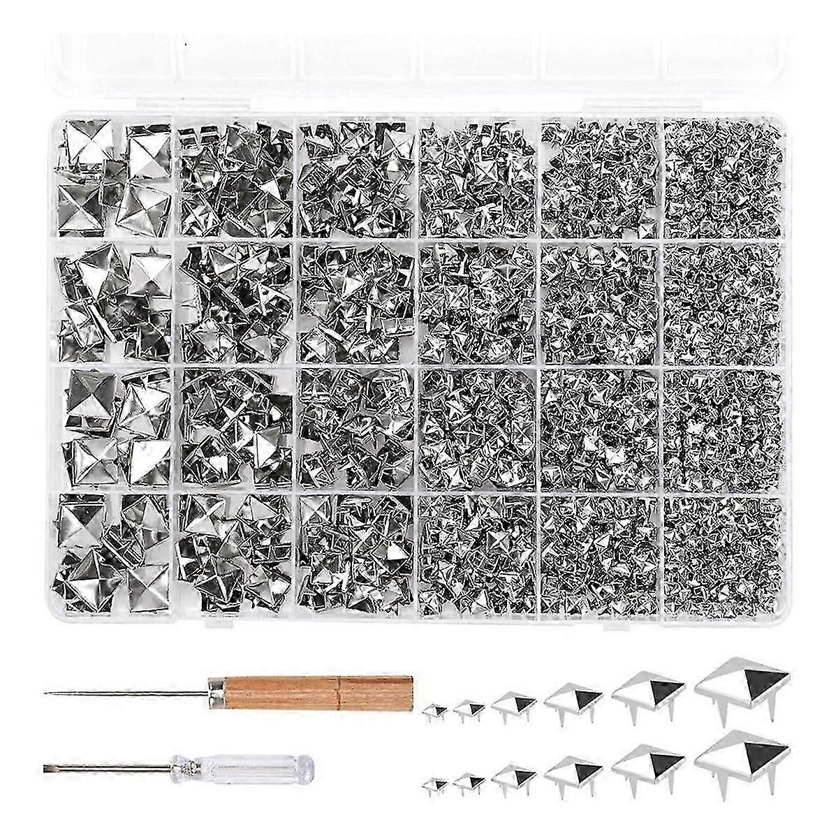 1222 Pcs Square Pyramid Studs Prong Studs