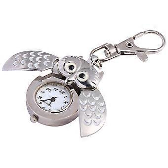 1pc Fashion Lovely Cartoon Key Chain Owl Pocket Watch Chic Charm Accessories