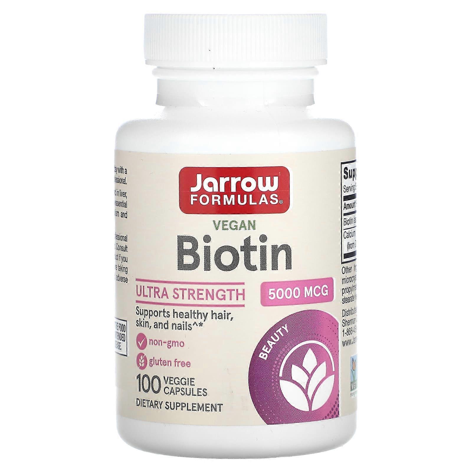Jarrow Formulas, Biotin, 5,000 mcg, 100 Veggie Caps