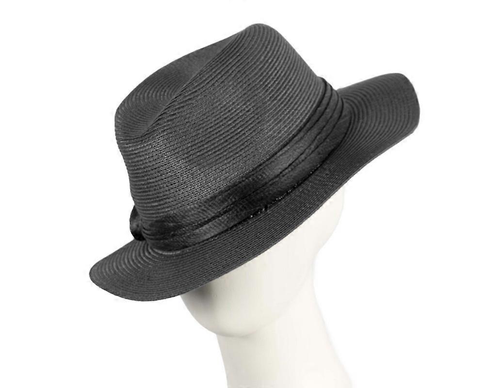Soft black unisex braid fedora hat MA990B