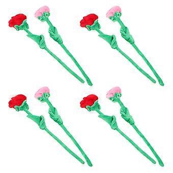 Supple Plush Rose Decor Artificial Bendable Stem Rose Toy 8Pcs Set