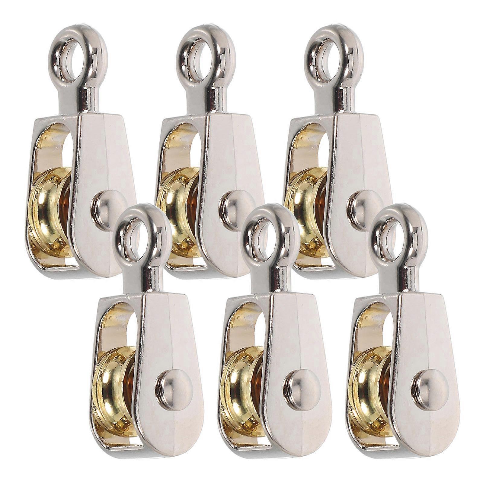 6Pcs Single Pulley Block for School Physics Practical Use Zinc Alloy