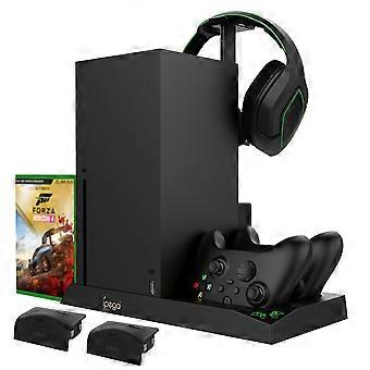 Support de refroidissement avec ventilateur pour console et manette Xbox Series X, système de refroidissement vertical, station de charge pour deux manettes avec modes d'éclairage RGB.
