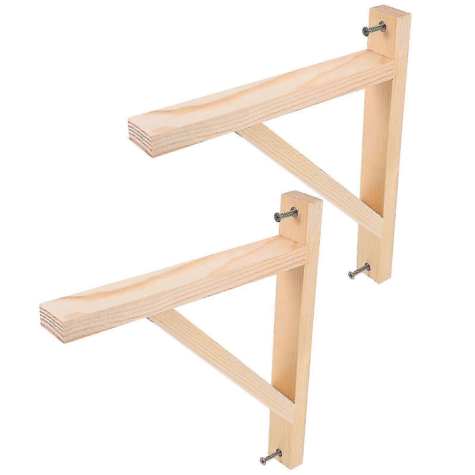 Wood Beige Shelf Bracket for Holding Use Multifunctional Wall Mounting Triangular Bracket 2pcs
