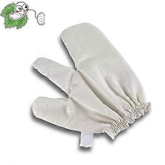 Garshana Gloves Raw Silk Exfoliating Gloves compatible with Face & Body - Dry Ayurvedic Massage Gloves compatible with Reduce Acne Cellulite