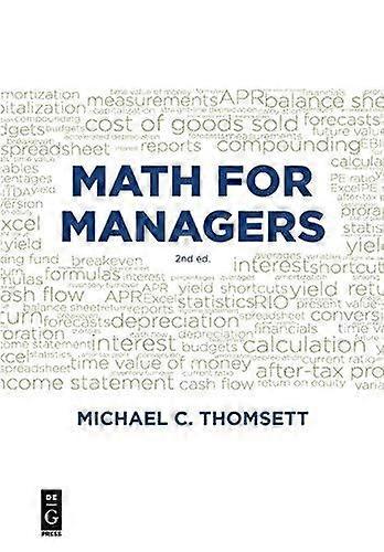 Math For Managers - Michael C. Thomsett - Paperback - en Book